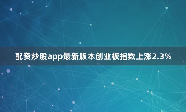 配资炒股app最新版本创业板指数上涨2.3%